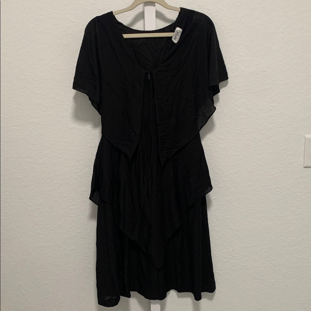 Vintage Gilberti Black Tiered Floral Embroidered Dress - Picture 4 of 10